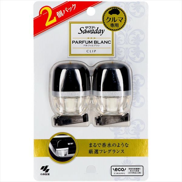 まとめ買い-27点セット サワデー クルマクリップ パルファムブラン ２個パック 小林製薬 芳香剤 車用