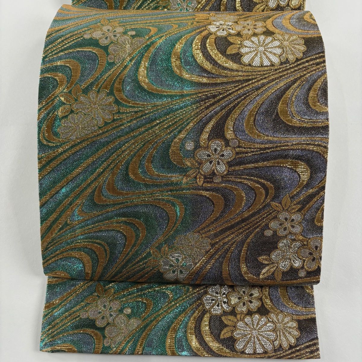 410my53◇水仙 蝶 花水木 タンポポ 金糸 六通 袋帯◇美品 410my53◇水仙 蝶 花水木 タンポポ 金糸 六通 袋帯◇美品