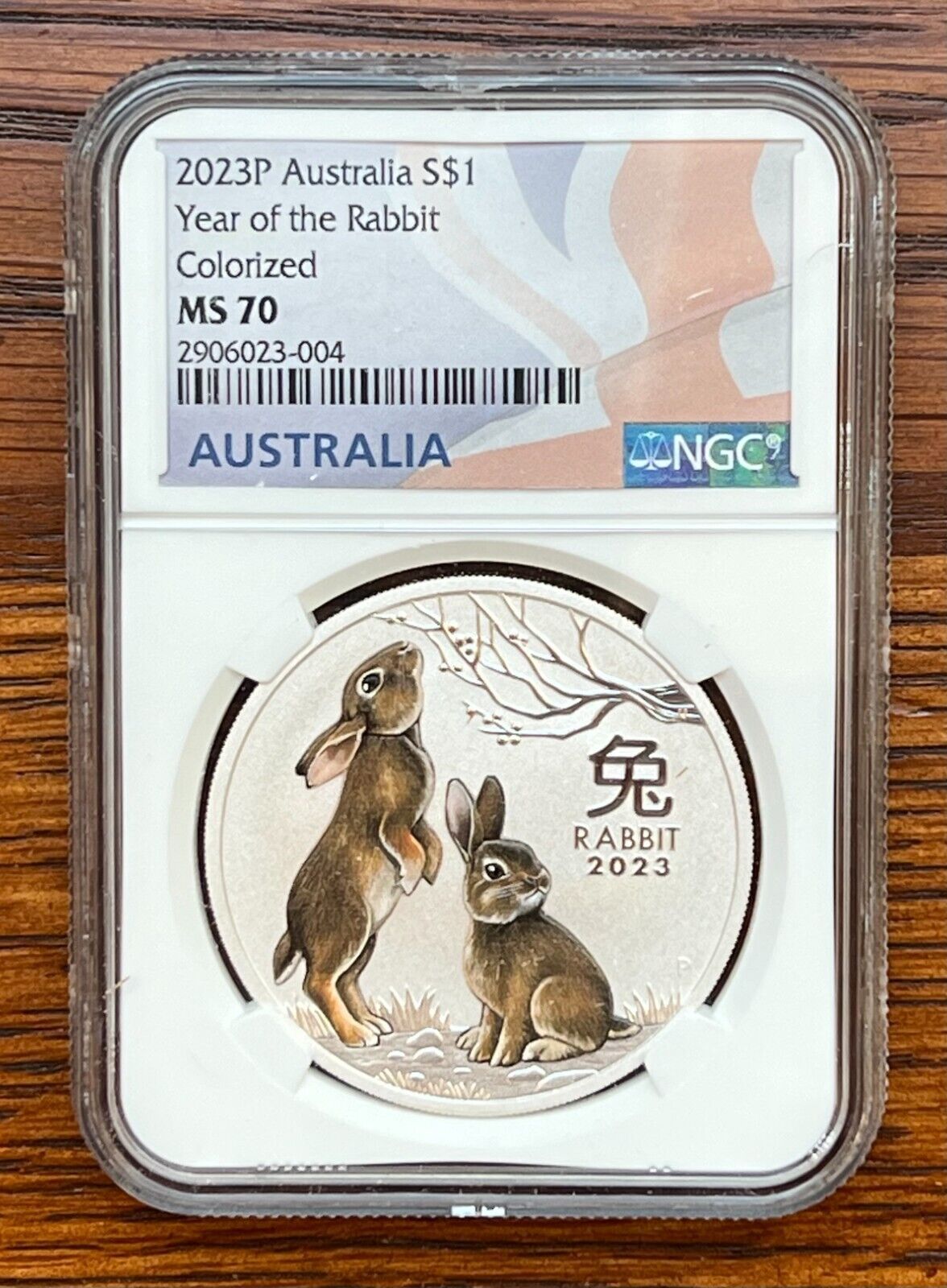 2025 Atralia 1oz Colized Silver Coin Year of the Rabbit MS70