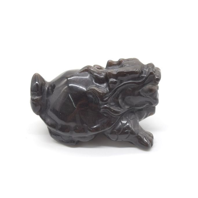 龍亀 ロングイ オブシディアン 天然石製置物 黒曜石 7cm B