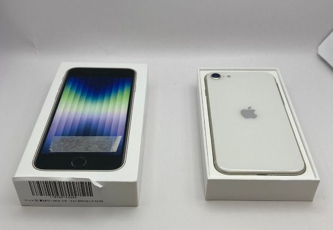 iPhone SE 3， 64GB， ホワイト - SIMフリーモデル、付属品完備！