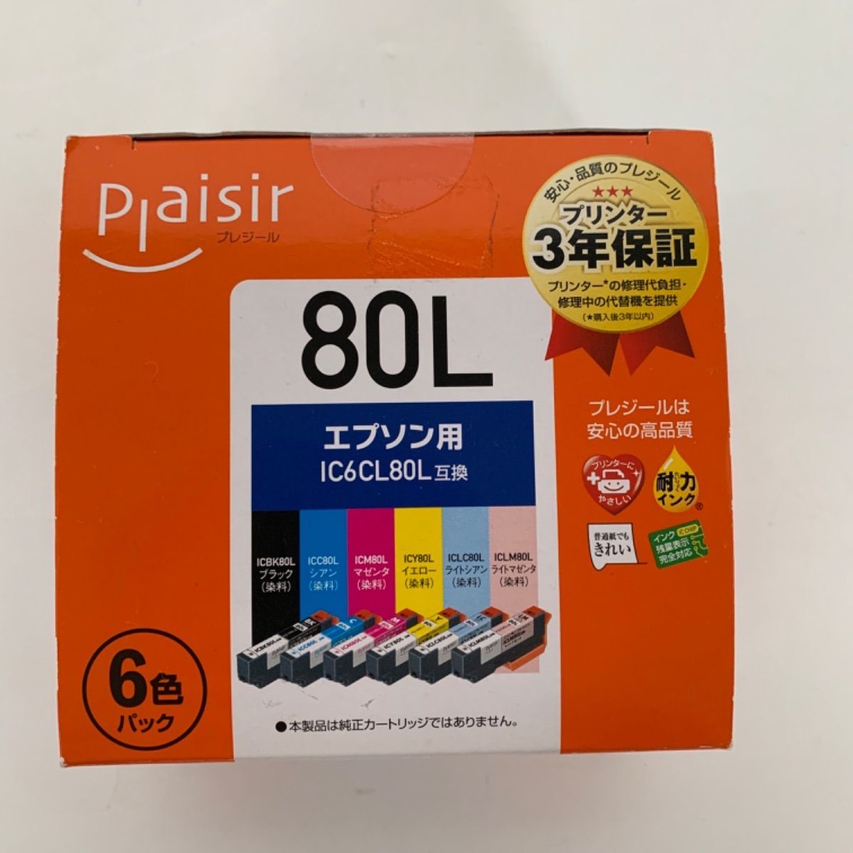 Plaisir プレジール PLE-E80L-6P 80L エプソン用 IC6CL80L互換 6色