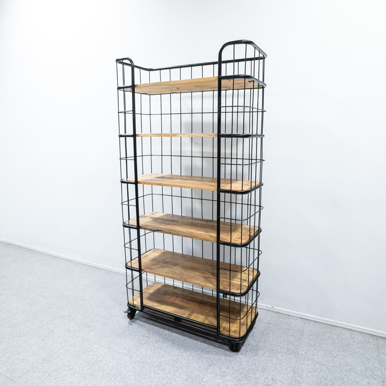 【展示品】Knot antiques ノットアンティークス MALAN RACK マラン ラック キャスター付 ブラック インダストリアル 木製【4】