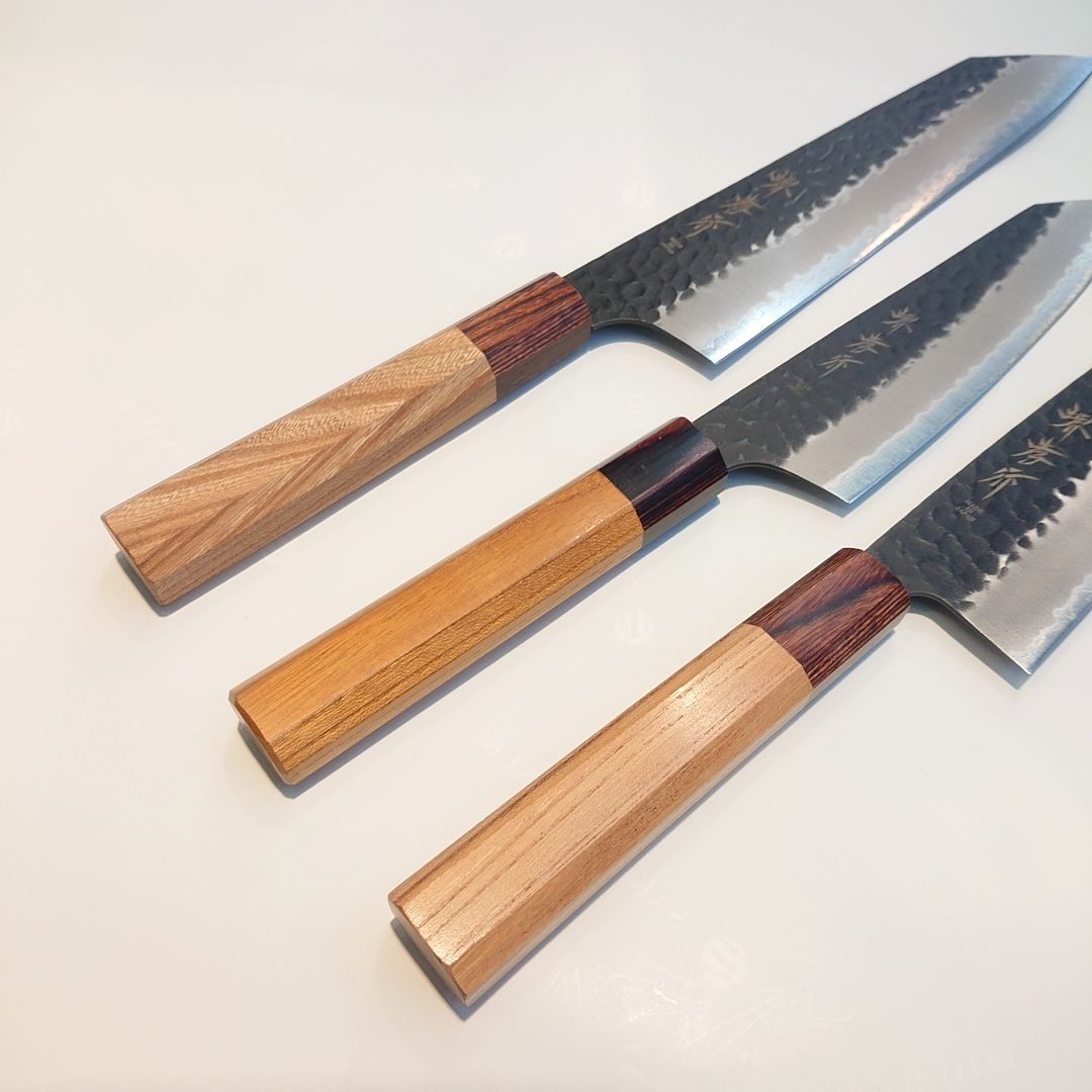 堺孝行 青紙SUPER 剣型三徳 160mm 両刃 鋼 Sakai Takayuki Blue paper