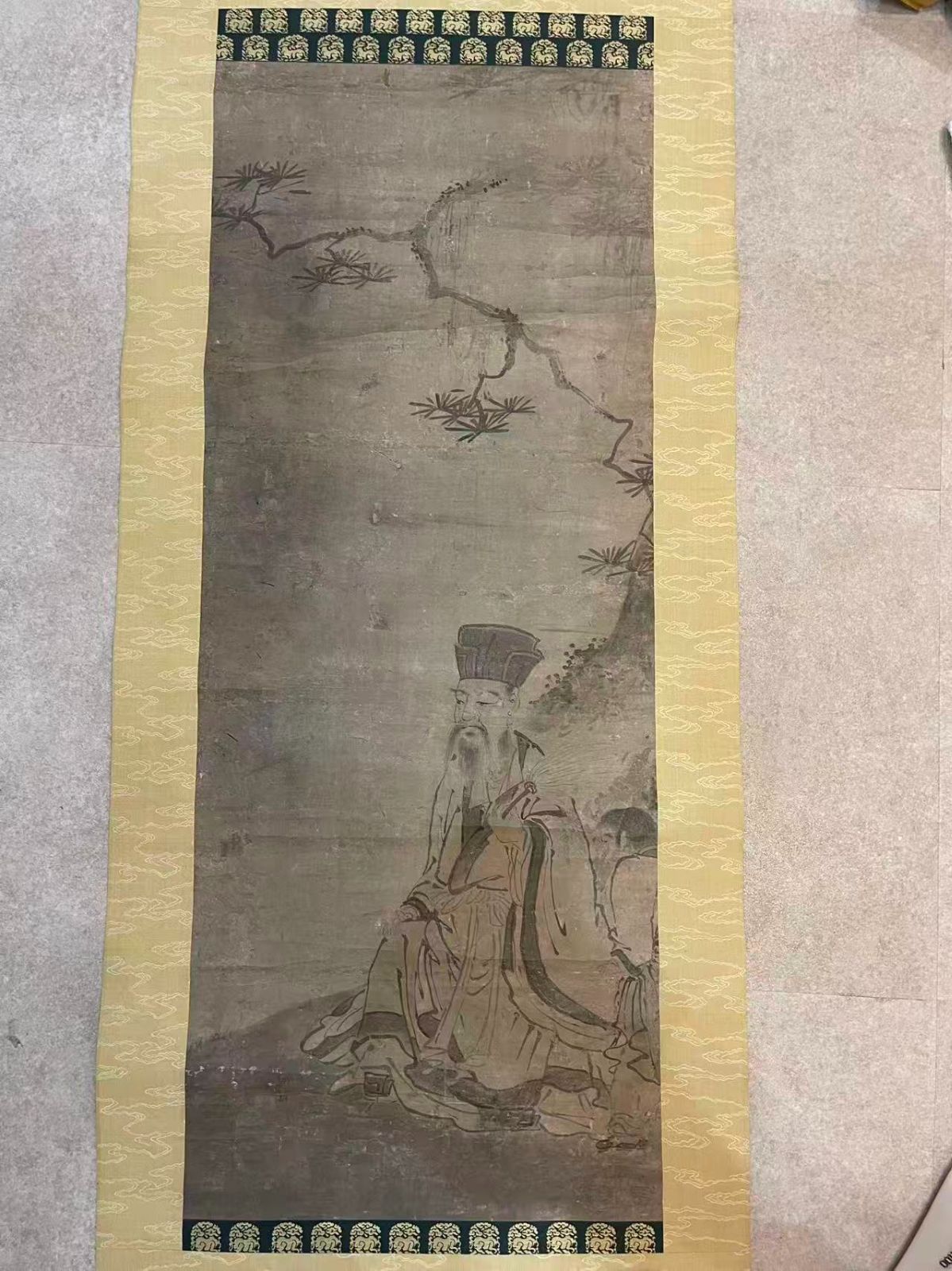 模写 寿老人 山楽作 狩野山楽 狩野派 掛軸 木 き 本紙サイズ約112 41㎝