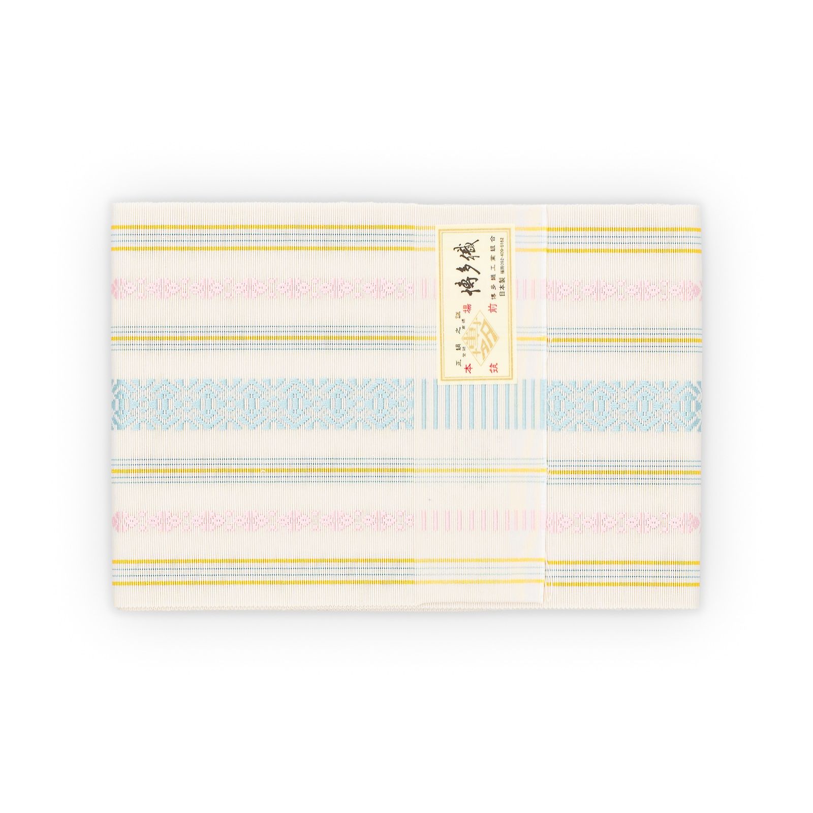 本場筑前博多半幅帯 独孤柄 桃色 水色