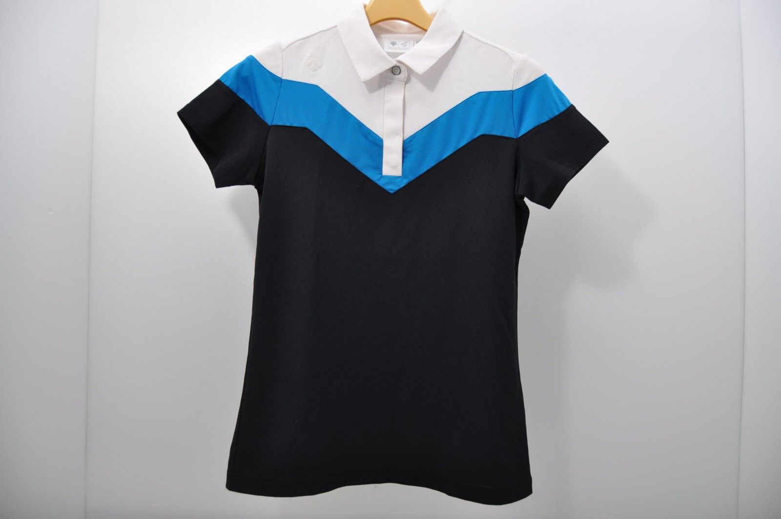 coco 中古 デサントゴルフ DESCENTE GOLF レディース 半袖ポロシャツ L 白×水色 デサントゴルフ DESCENTE ゴルフ 鹿の子半袖シャツ（WOMEN