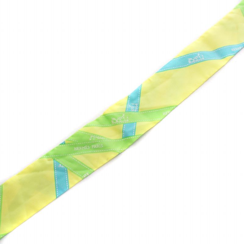 エルメス　ツイリー　ボルデュック　イエロー、ブルー、グリーン エルメス ツイリー ボルデュック イエロー、ブルー、グリーン