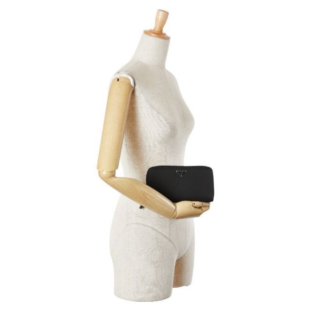 中古 プラダ 長財布 ロングウォレット ラウンドファスナー ブラック AB