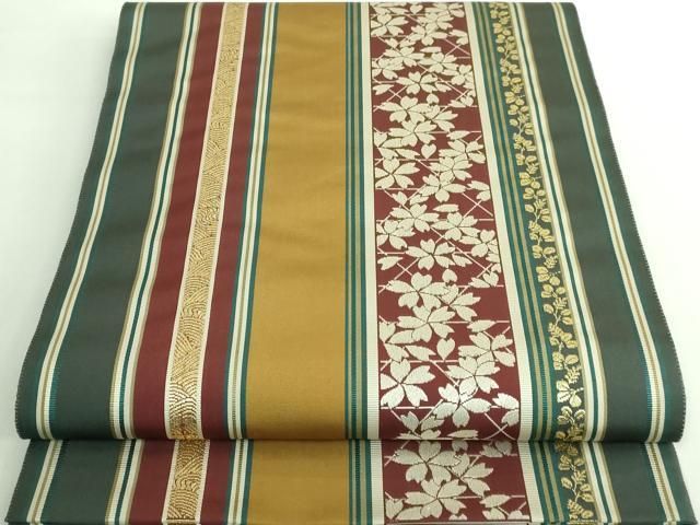 平和屋着物□極上 博多織人 黒木織物 本場筑前博多帯 両面 全通柄袋帯