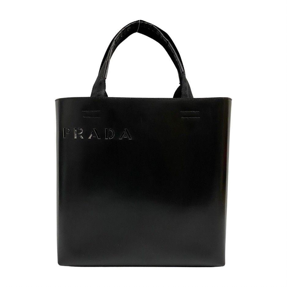 PRADA プラダ ハンドバッグ パンチングレザー ブラック 黒