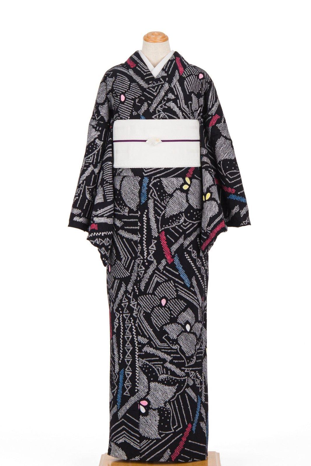 浴衣有松鳴海絞り朝顔花模様蔦鹿の子着物064w d