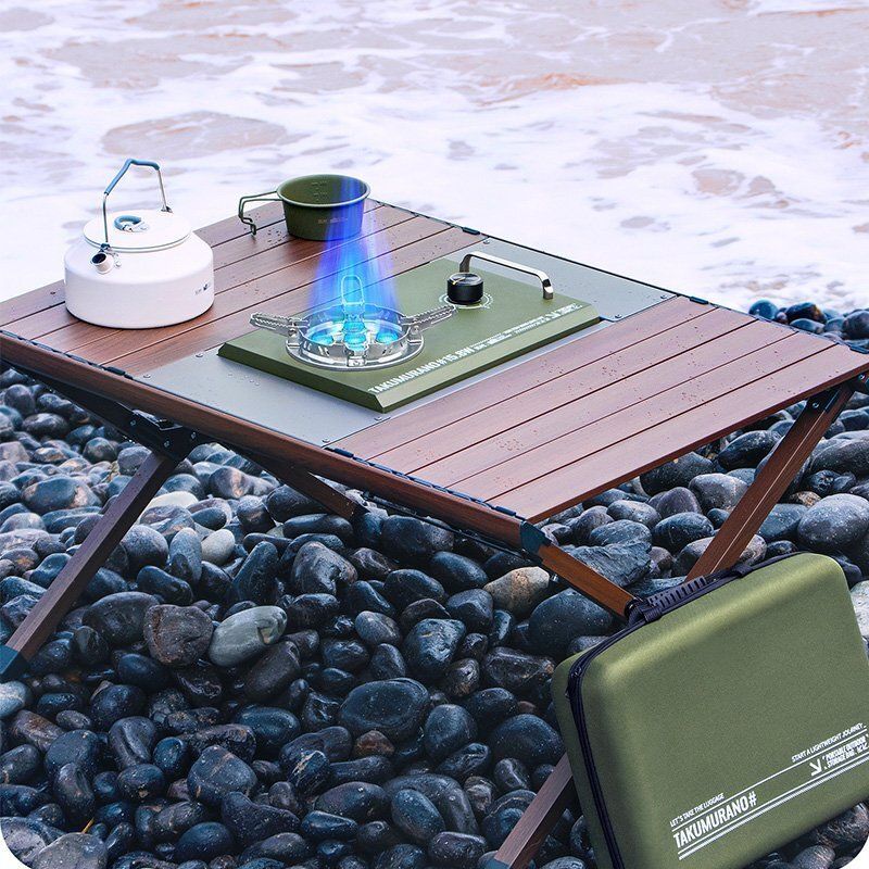 テーブル用 シングルバーナー 折りたたみ式 ハイパワー15800W ガスストーブ IGT卓上コンロ ソロキャンプ アウトド コンパクト 軽量 黒