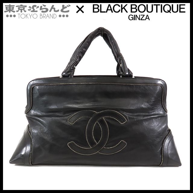 シャネル CHANEL ココマーク チェーンステッチ トートバッグ 11番台 ブラック 黒 シルバー金具 レザー ハンドバッグ レディース 101778300
