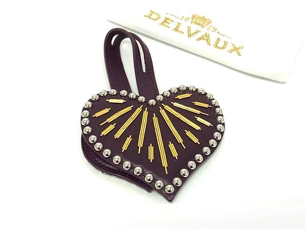 DELVAUX デルヴォー レザー ハート キーホルダー バッグチャーム レディース パープル系 FJ7567