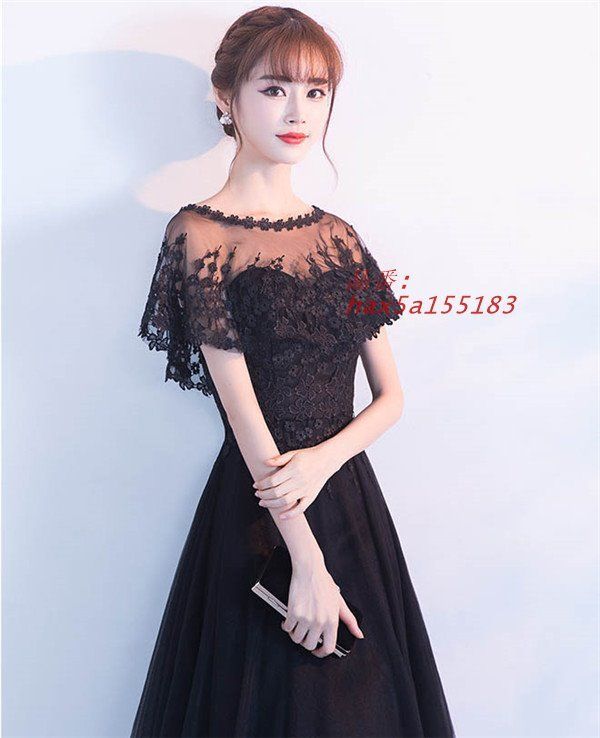 ラウンドネック 黒ドレス 演奏会 大人 ピアノ 発表会 ロングワンピース 二次会 2WAY ブラック 母親 ドレス 花嫁 結婚式 パーティードレス hax5a155183 USTAUSTRALIA_COM_AU