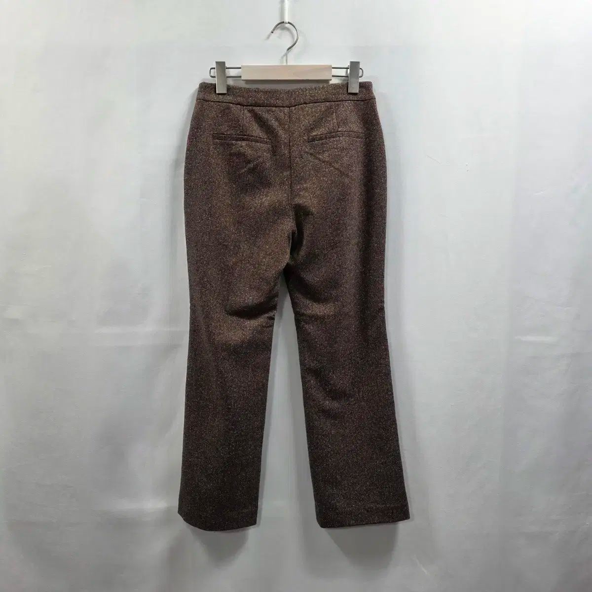 1122 MINE The HANDSOME ウール混 ブラウン ツイード セミフ セミブーツカット スラックス