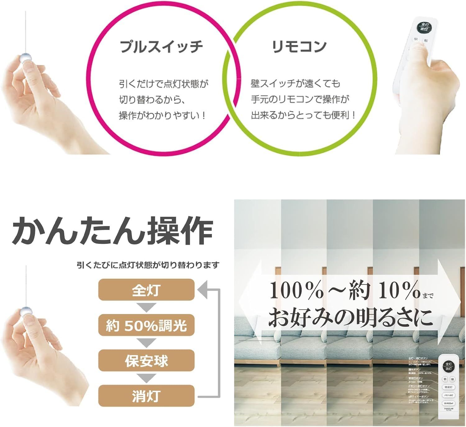 新モデル タキズミ Takizumi 省エネ 節電 5年 省エネ性業界トップクラス リモコン付LED 和風 ペンダントライト 8畳用 木製枠 工事不要 簡単取付 RVR86048 NEXPOTALLINN_EU