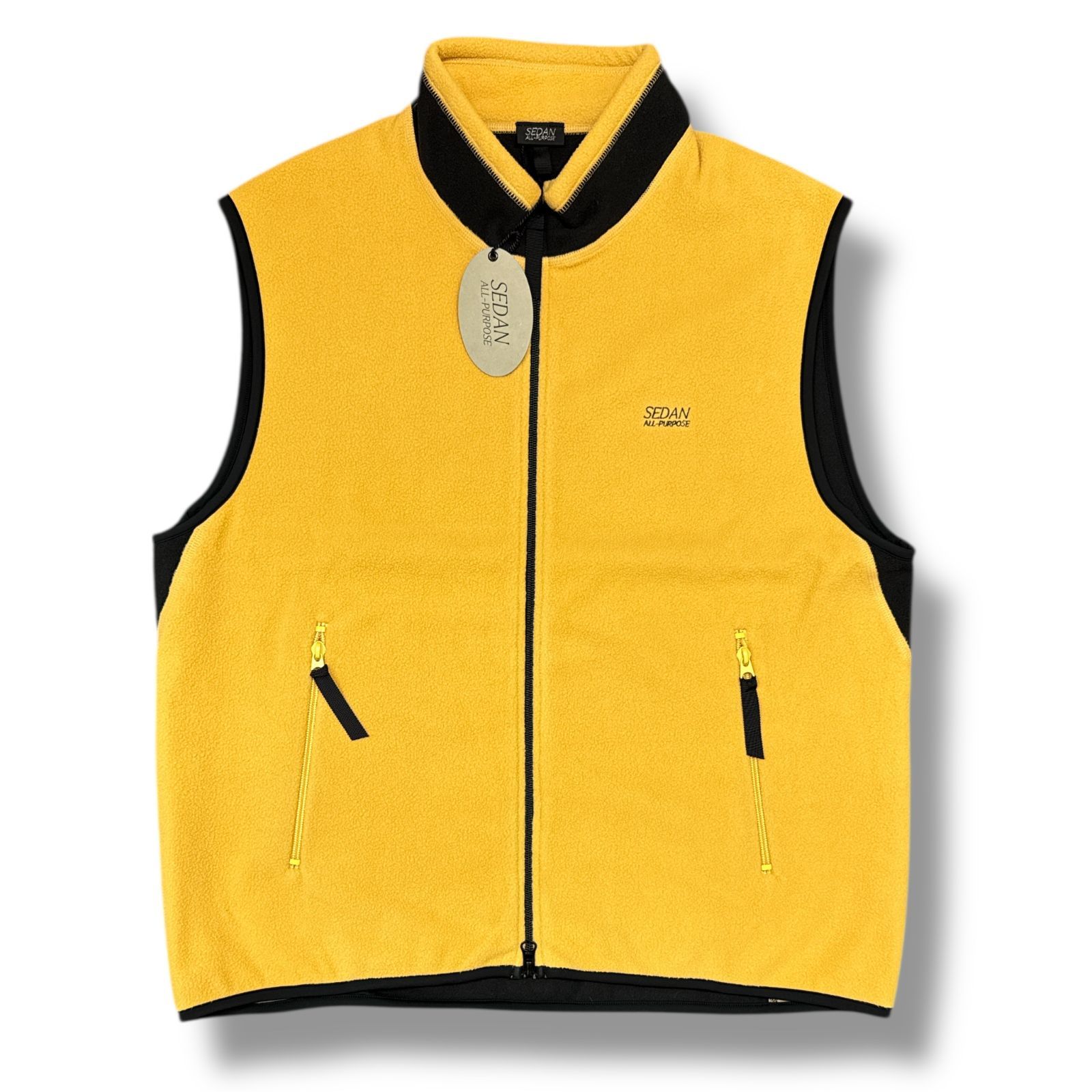 参考上代23100円 SEDAN ALL-PURPOSE 24AW Fleece Full Zip Vest フリースフルジップベスト セダンオールパーパス SD24F-CT06 Butter × Black M 93485A3