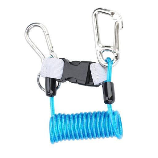 Ongwanスナップコード伸びるスナッピーコイルダブルステンレスカラビナコイルランヤードクイックリリースナイロンウェビング水中ライトカメラホルダーダイビング用品SSA-FDS21(ブルー)