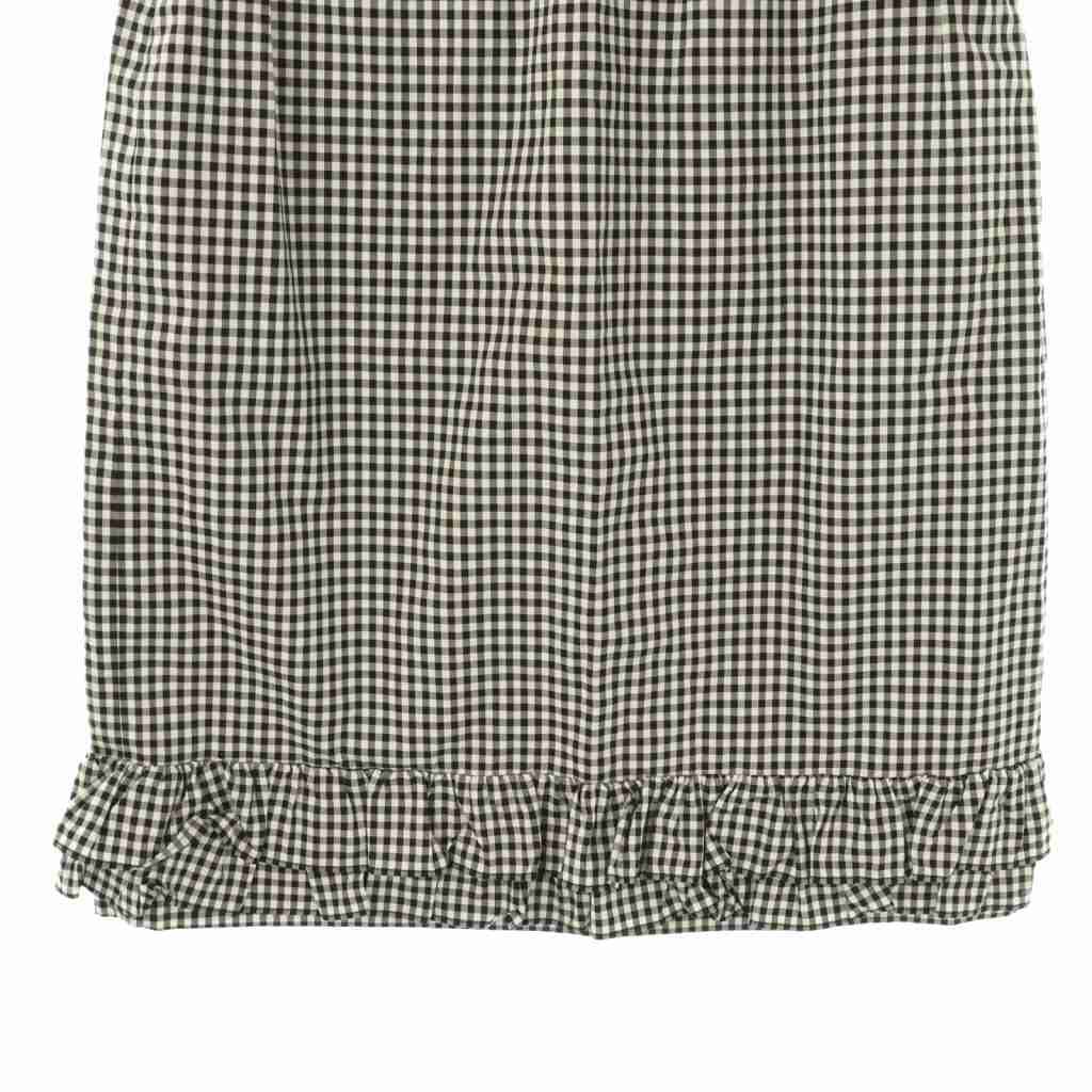 ミュウミュウ ギンガムチェックスカート タイト 膝丈 36 ブラック ホワイト