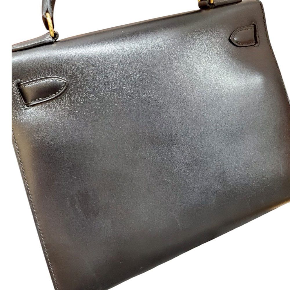 エルメス HERMES ケリー28 ノワール ボックスカーフ 外縫い 〇Z