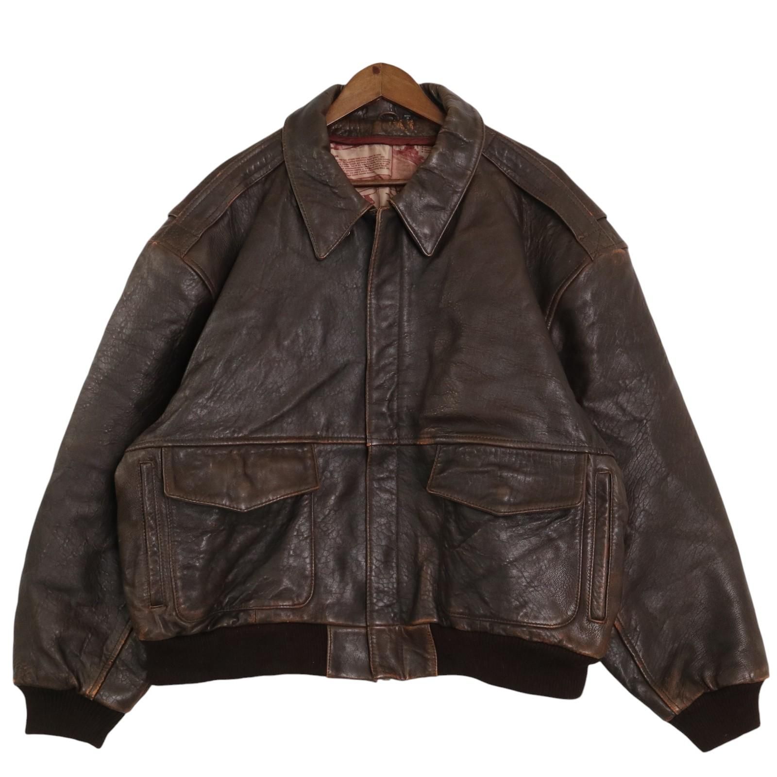 A-2 フライトジャケット レザージャケット ブラウン (メンズ XL) 中古