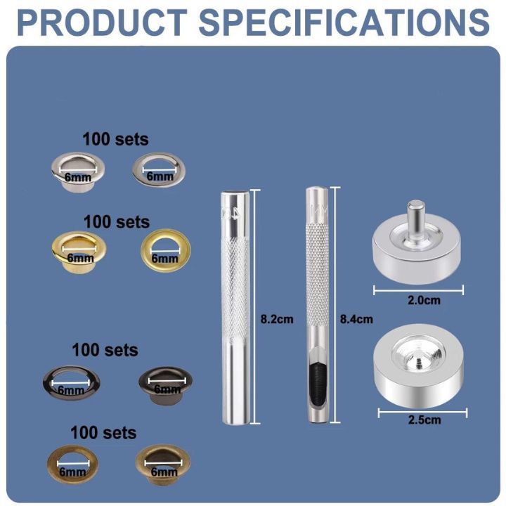 400組6mm両面ハトメキット 打ち具セット工具穴あけパーツ DIY