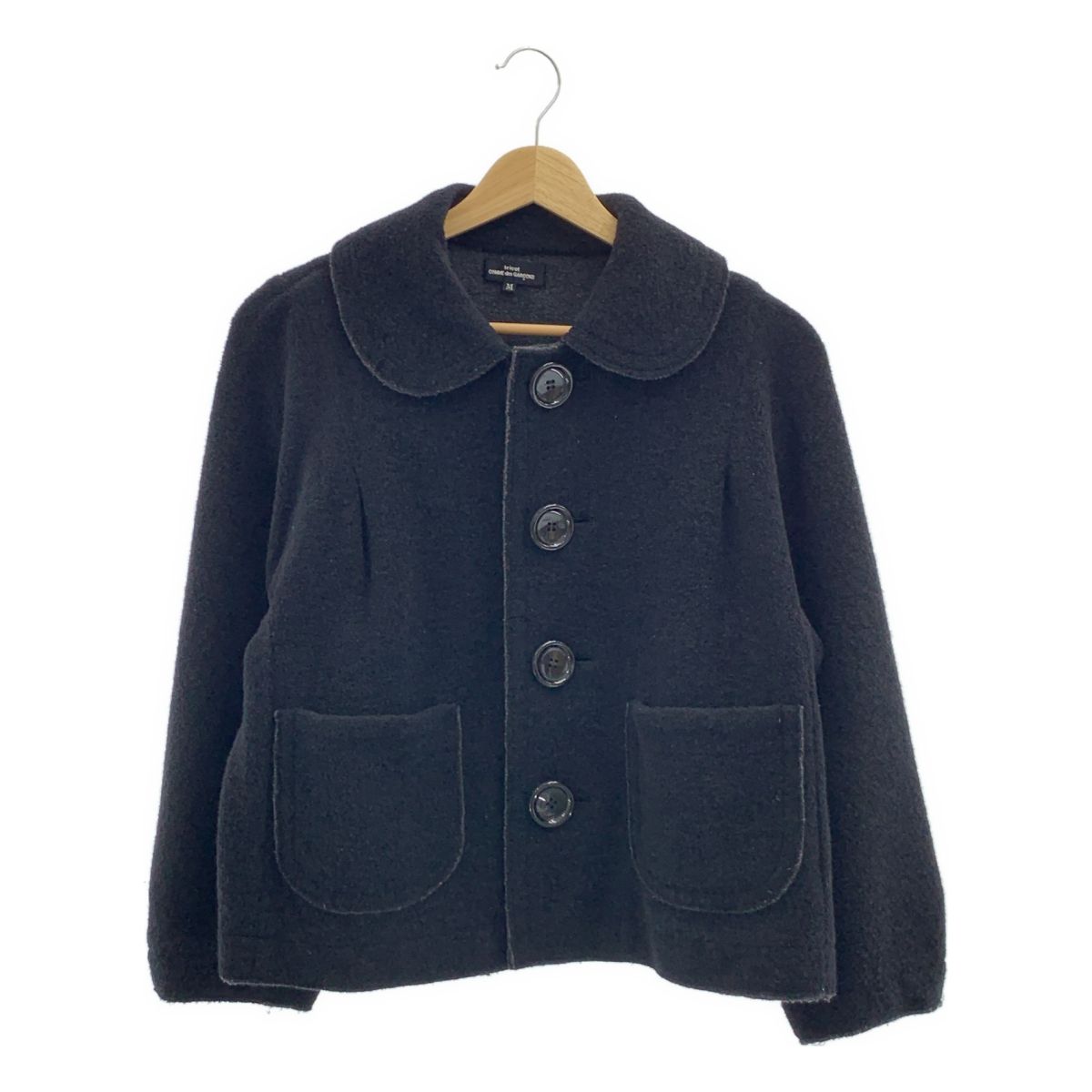 tricot COMME des GARCONS | トリココムデギャルソン | 2010AW | ウール コットン パイル地 ラウンドカラー ジャケット | M | ブラック | レディース