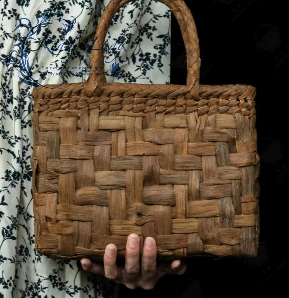 山葡萄 山葡萄籠バッグ 六角花結び編み 網代編み 職人手編み 手提げ 内