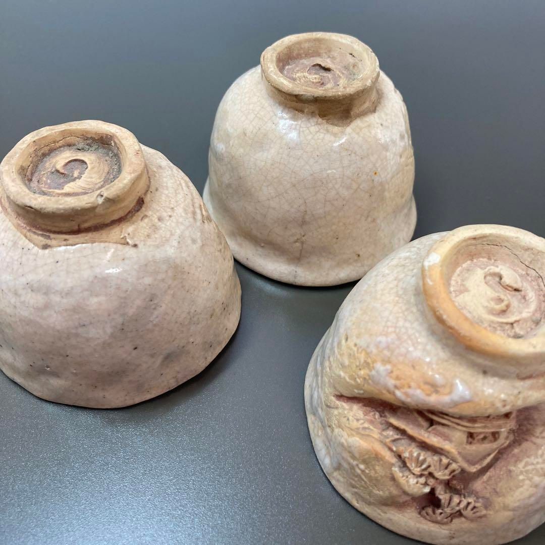 浮彫山水煎茶碗3客　二六/水月　木箱付　6.7㎝前後　本Y5-0515☆トトチ 浮彫山水煎茶碗3客 二六/水月 木箱付 6.7㎝前後 本Y5-0515