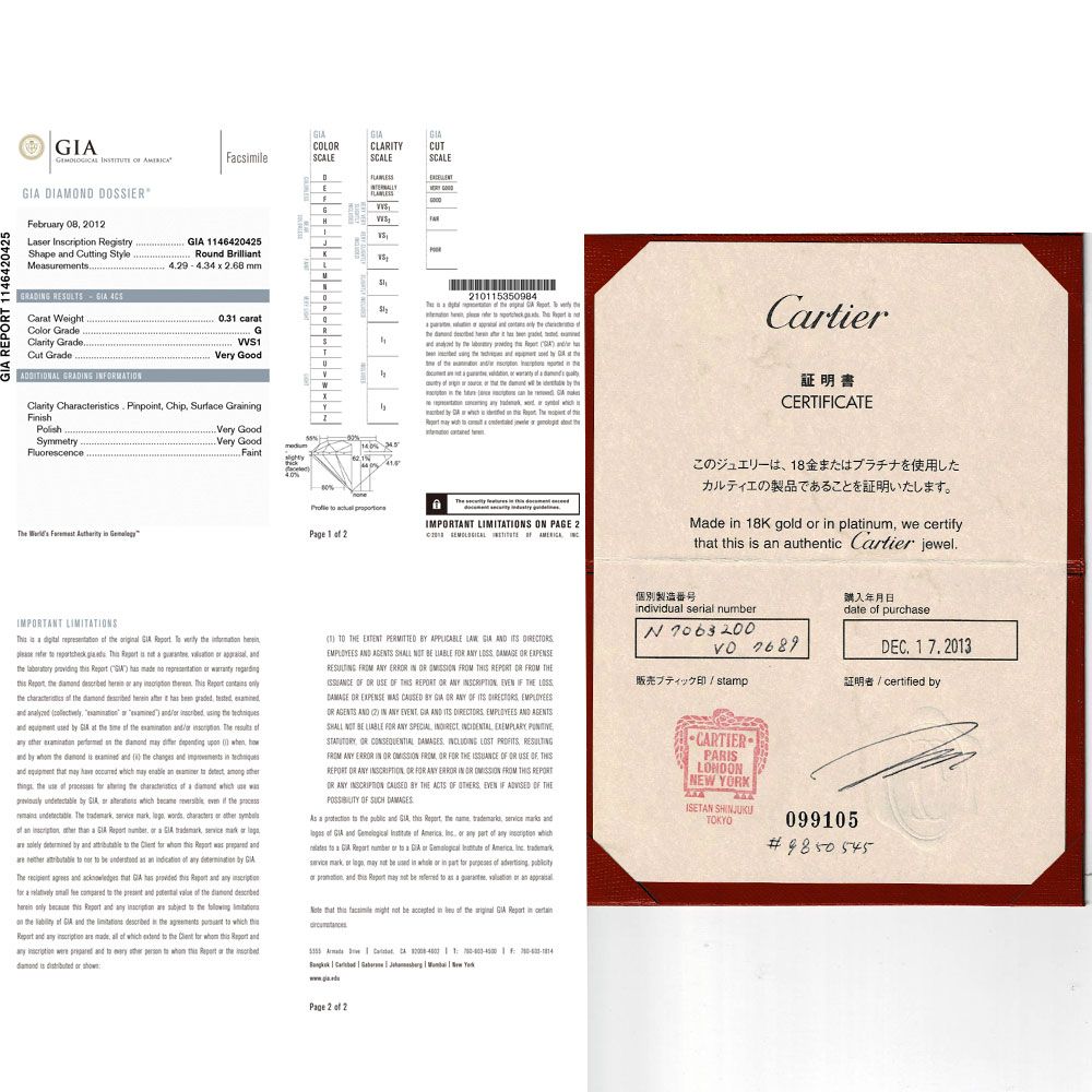 カルティエ K18PG ダイヤモンド ペンダントネックレス 0.31ct G VVS1  