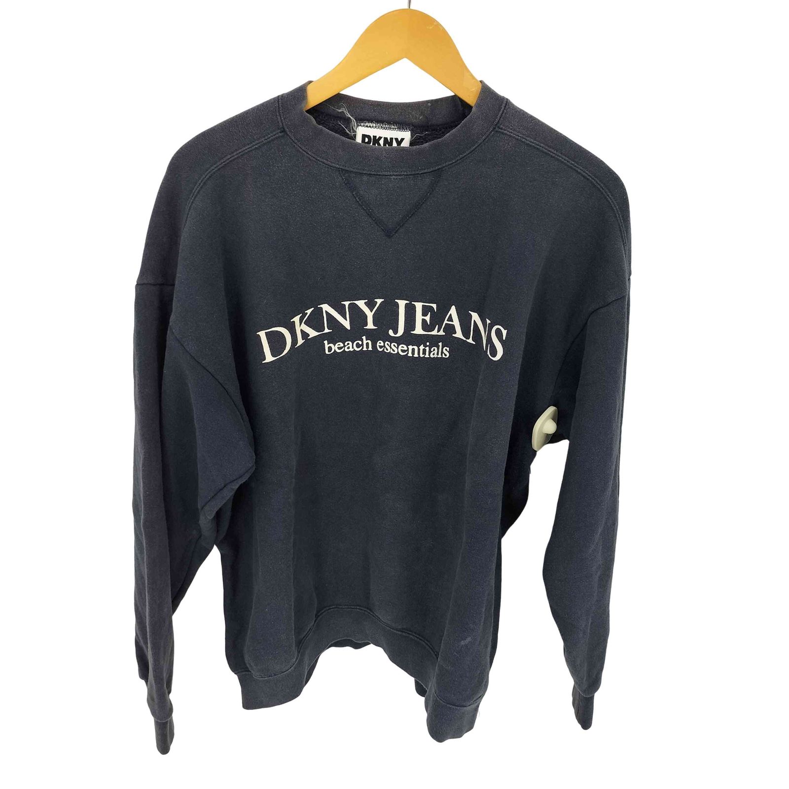 レディース 古着 90s DKNY 前V ロゴ フロッキー プリント スウェット トレーナー L 古着 レディース 古着 90s USA製 BOOP ベティ ブープ バイカー