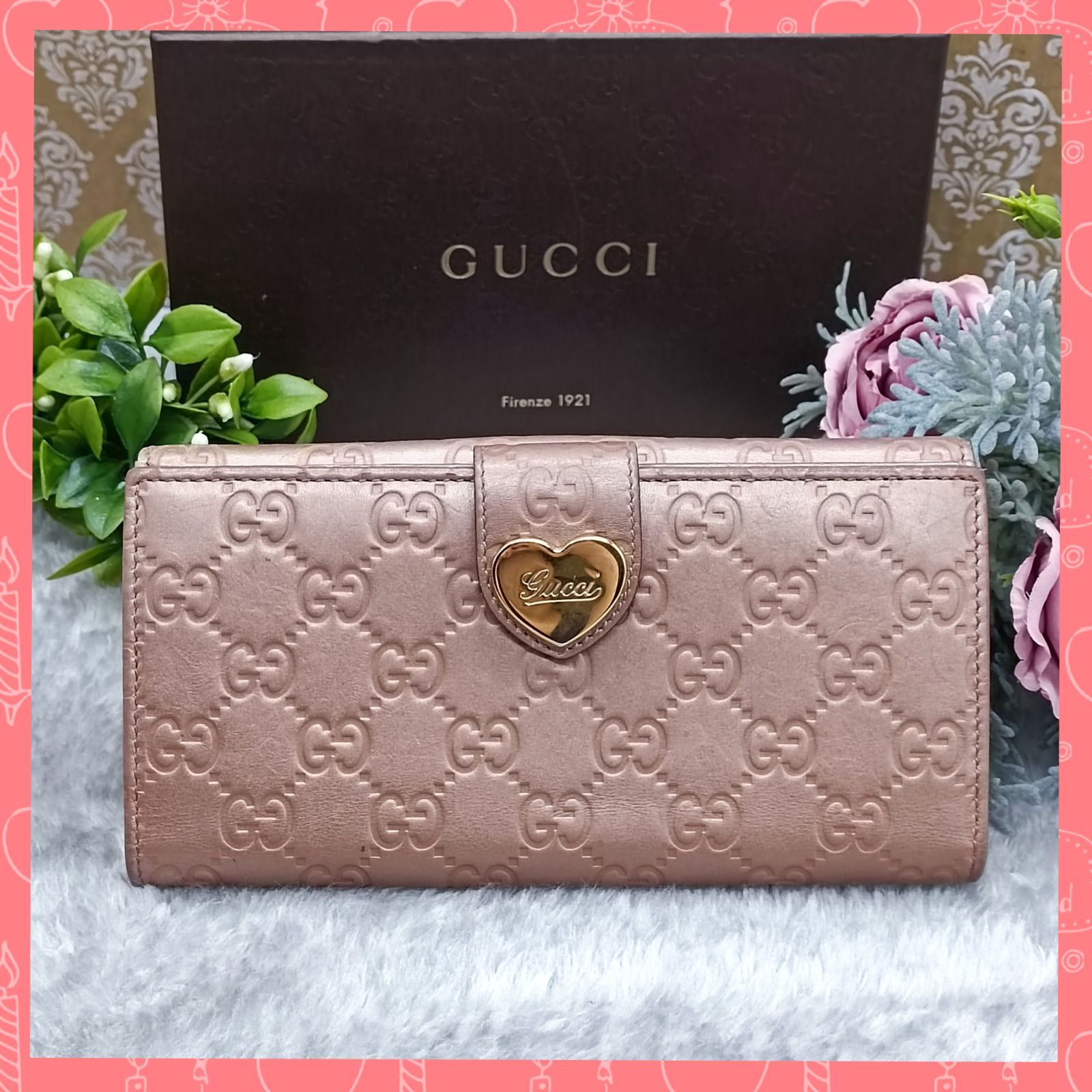 GUCCI 長財布 ラブリーハート オールレザー シマ - ファッション小物