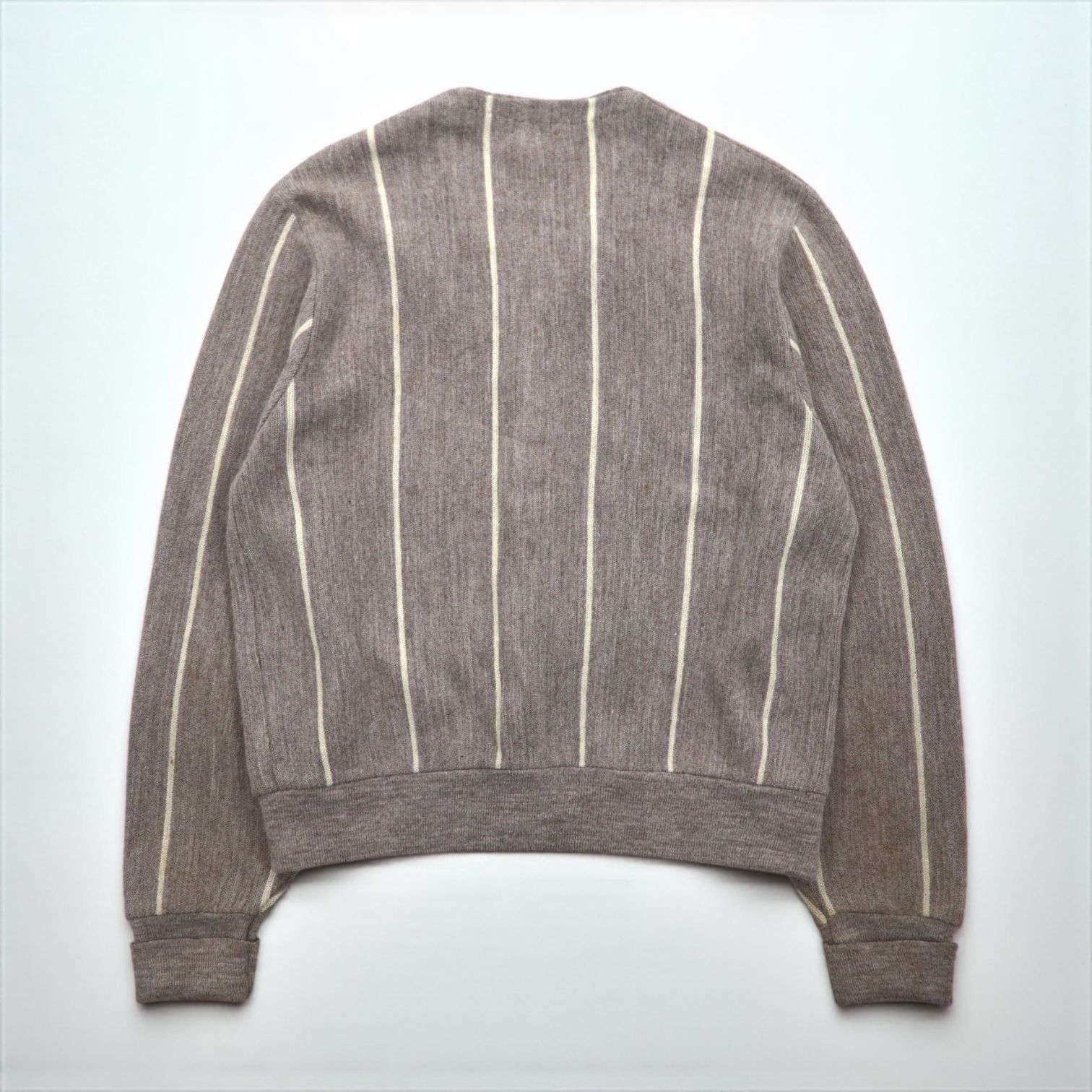 LACOSTE ニット カーディガン M グレー アクリル ストライプ