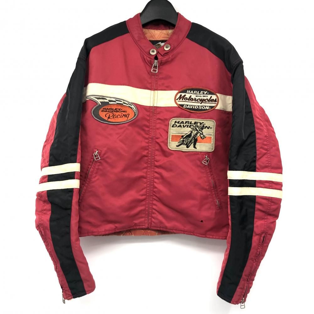 中古】Harley Davidson ワッペンナイロンジャケット サイズM レッド 