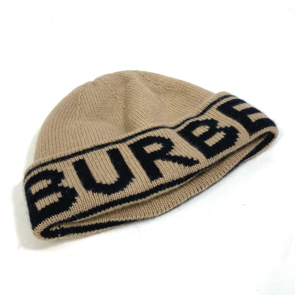 BURBERRY ロゴ入りニット帽 ベージュ バーバリー ビーニー ロゴ ニットキャップ 帽子 ニット帽