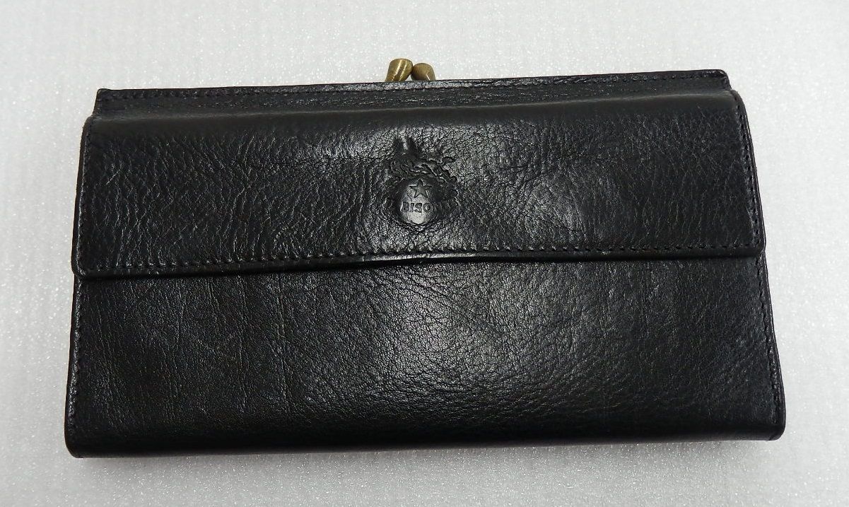 IL BISONTE イルビゾンテ 長財布 がま口小銭入れ付 C0911P ブラック 収納袋付き IL BISONTE イルビゾンテ 長財布 がま口小銭入れ付 C0911P ブラック