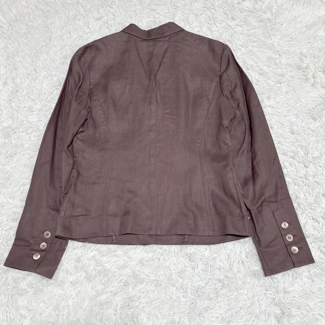 HARDY AMIES 麻 スカートスーツ 38 ブラウン NICORILABO_COM