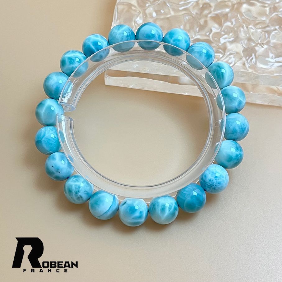 夢色 EU製 定価20万円 ROBEAN ドミニカ共和国産のラリマー ペクトライト パワーストーン ブレスレット 天然石 開運 金運 プレゼント 約9.7-9.8mm K0730149