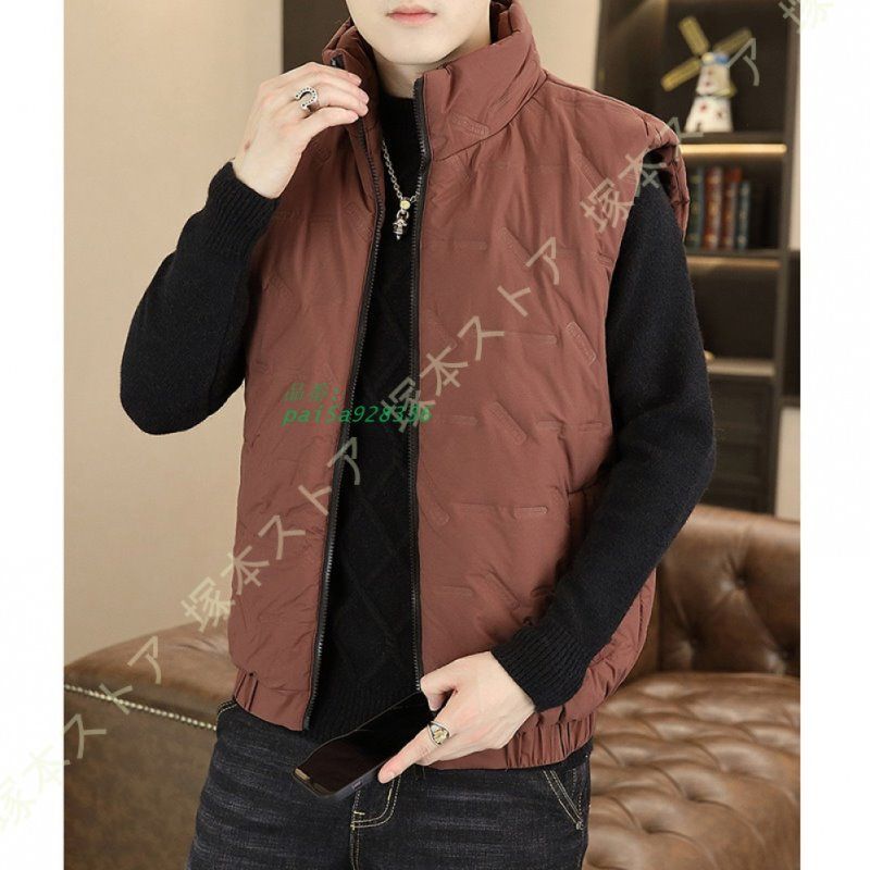 中綿ベスト メンズ ノースリーブ 防寒着 ダウンベスト 大きいサイズ ショート丈 ファスナー 無地 防風 ショートコート あったか 立ち襟 袖なし 厚手 pai5a928336 KANDAIZUMI_COM