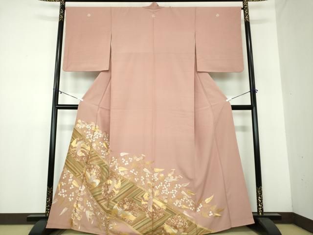 平和屋着物●中国三大刺繍 相良刺繍 総刺繍 色留袖 駒刺繍 鳳凰花丸文 金糸 正絹 DAAY1414ps