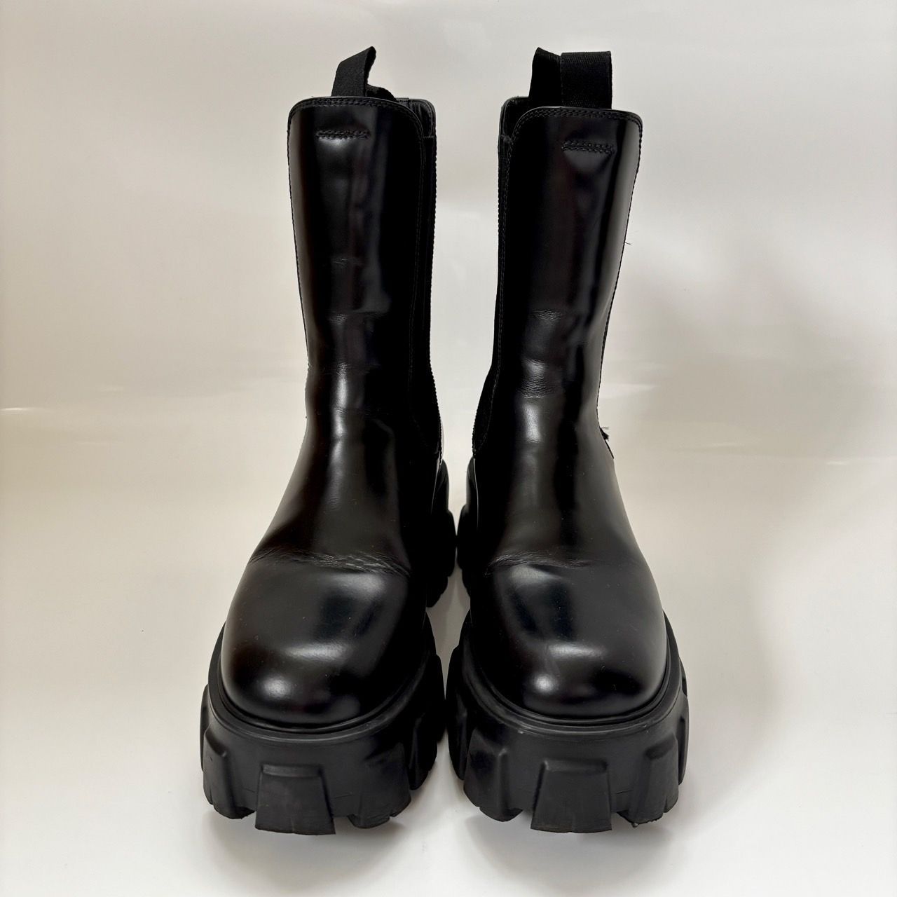 極美品 PRADA プラダ モノリス サイドゴアブーツ ブラック 黒