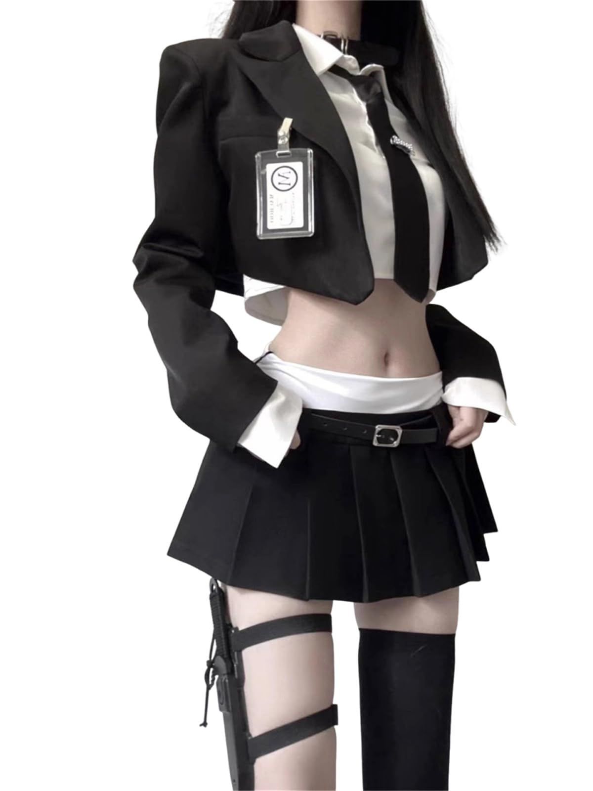 可愛い♡コスプレ用衣装夏服セーラー服上下セット本物制服ギャルプリーツスカート 新品 [harukita] コスプレ セクシー制服 (5点セット) (ギャル JK
