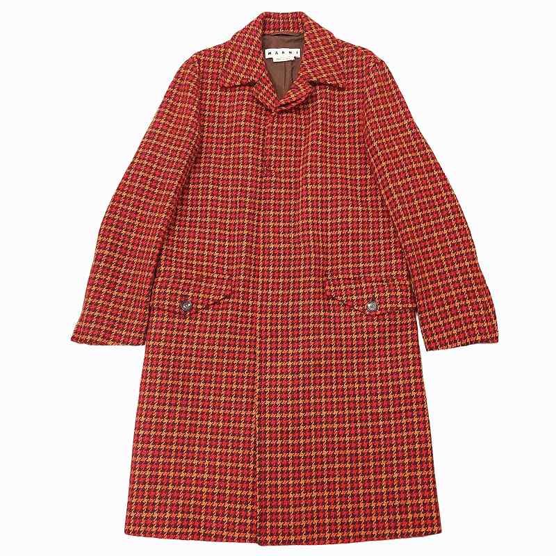 マルニ MARNI 17AW ステンカラーコート ロング 千鳥柄 チェック