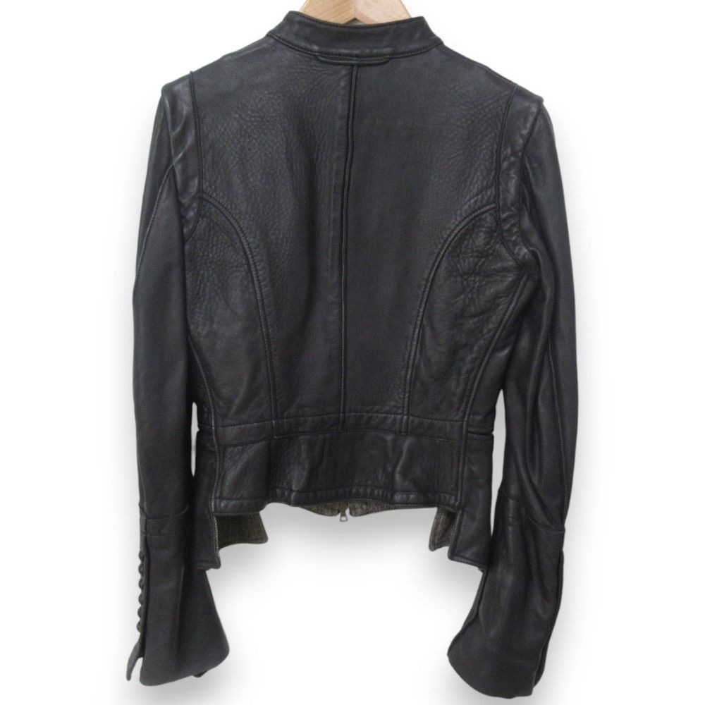 美品 ISAAC SELLAM アイザックセラム ラムレザー スタンドカラー