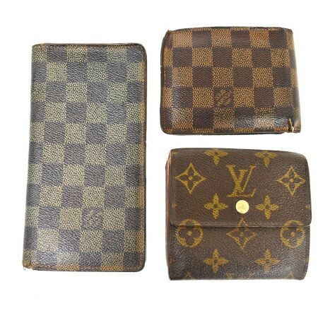 【中古】 3点セット ルイヴィトン LOUIS VUITTON 二つ折り 三つ折り 長札入れ 財布 ダミエ エベヌ モノグラム レザー 60BW323