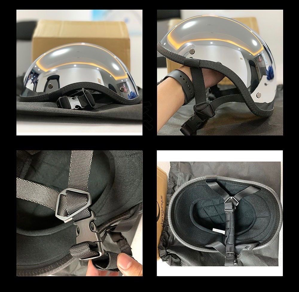 シルバーメッキ ハーフヘルメット トレロスタイル 新品 翌日発送可 半キャップ 翌日発送】実物写真シルバーメッキ ハーフヘルメット 半キャップ