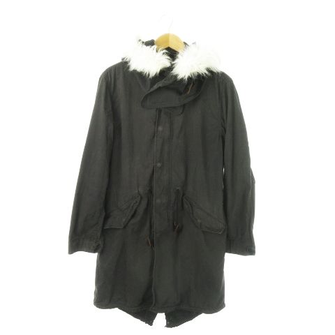 アルファ ALPHA INDUSTRIES モッズコートミリタリー ジップアップ フーディー ファー M 黒 ブラック |AO15 GY12