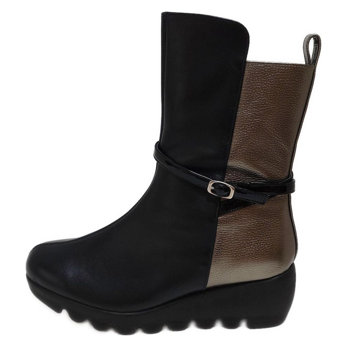 Hills Avenue 自由が丘 ヒルズ アベニュー ショートブーツ 23.5 レディース - 黒×ダークシルバー レザー